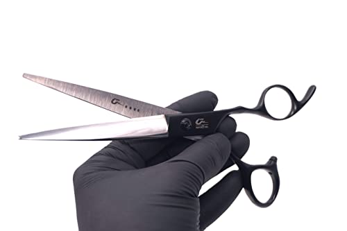 Tesoura Preto e Prata Cromado Profissional Umi Para Cortar Cabelo 7.0 Polegadas Fio Navalha Para Cab