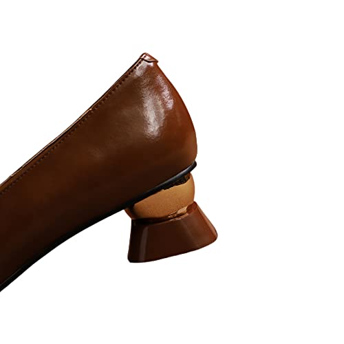 TinaCus Assorted Color Genuine Leather Women's Pointed Toe Handmade Chunky Heels Stylish Pumps Shoes3