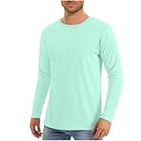 Tshirts Men UK UPF 50+ Sun Protection T-Shirts Summer Long Sleeve UV Shirts Solid Colour Designer Sunwear Lightweight Rash Guard Tops Stretch Basic T Shirts Gym Clothes for Walking