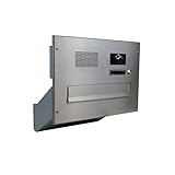 D-041 Edelstahl Mauerdurchwurf Briefkastenanlage mit Klingel, Sprechsieb & Kamera (Tiefe: 23-38 cm) - LETTERBOX24.de
