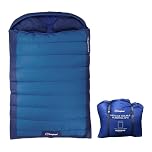 Berghaus Indulge Double Sleeping Bag with Built-in Pillow for Adults, Teens, Kids, 2 People, 2-3 Season, Waterproof (Blue, Double)