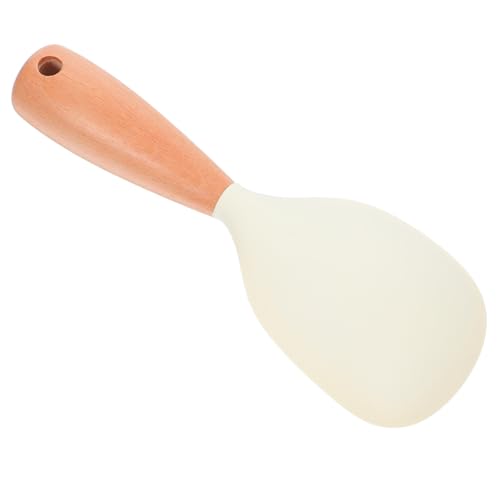 COLLBATH 木製ハンドル付き耐熱シリコンしゃもじ 自立式ノンスティックライススプーン 炊飯器対応 食洗機対応 清潔保持設計 くっかない再利