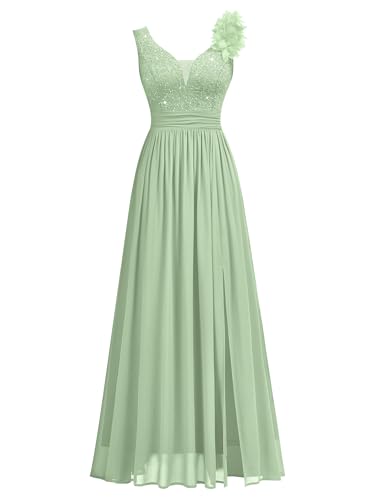 Image of Miusol Women's Vintage V-Neck Sequined Split Formal Evening Maxi Dress