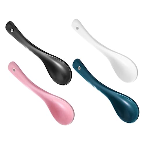 Unomor 4pcs Children's Ceramic Spoons Set Sample Spoons Little Japanese Style Multifunctional Boys and Girls Tableware