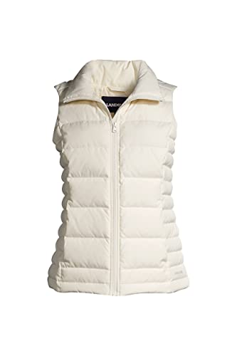 Lands' End Womens Puffer Down Vest Ivory Petite Medium #TOP4