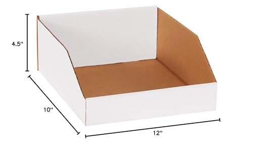 Image of Box USA BBINMT1012 Open Top Bin Boxes, 10 inch x 12 inch x 4 1 /2 inch, Oyster White (Pack of 25)
