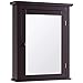 Tangkula Bathroom Cabinet with Mirror, Mirrored Wall-Mounted Storage Medicine Cabinet w/Single Door & Adjustable Shelf in 5 Positions, Multipurpose Wall Cabinet for Bathroom (Brown)