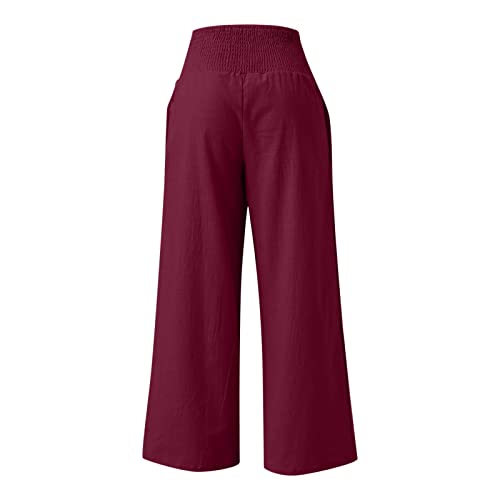 Women Loose Wide Leg Pants High Waist Straight Leg Pants Casual Modern Work Daily Lounge Long Trousers for Ladies U-674
