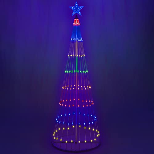 Wintergreen Lighting 6' Multi Color 14-Function LED Light Show Cone Christmas Tree, Outdoor Christmas Decorations