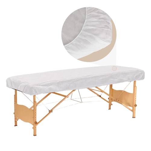 Tvvcalk 30PCS Disposable Fitted Massage Table Sheets, Heavy Duty Elastic Disposable Bed Cover, Breathable Disposable Fitted Sheets for Spa White Non Woven Fabric 36 x 85 Inch