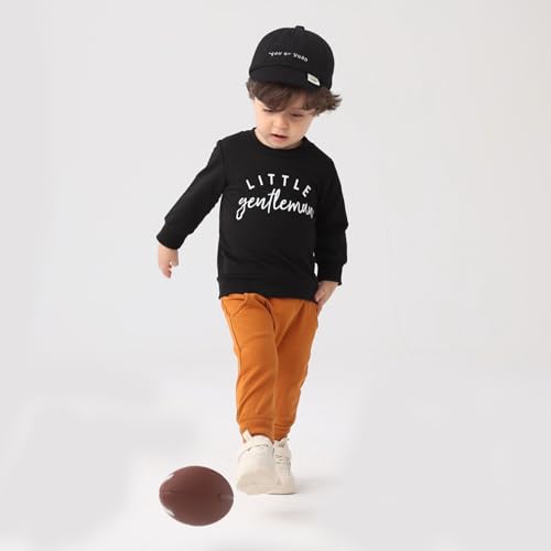 Toddler Baby Boy Sweatshirt Clothes Letter Print Long Sleeve Top+Solid Jogger Pants Fall Winter Casual Outfits Set4