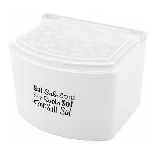 CABLEPELADO - Salero plastico con tapa - recipiente sal - Fabricado en Plástico - Tamaño Cocina - se puede colgar - Blanco