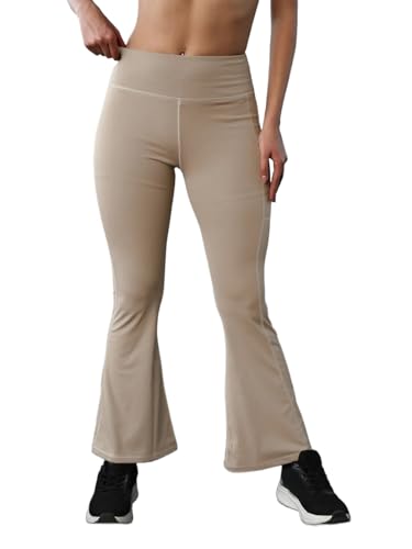 Image of CHKOKKO Gym Pants for Women Workout High Waist Flared Yoga Pants for Woman with Side Pocket Quick Dry Body Fit Stretchable Sports Leggings Trousers Activewear Lower