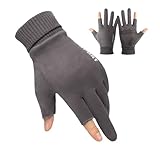 Mitaines ultra chaudes pour homme et femme : seuls les bouts du pouce et de l'index sont exposés, tandis que le reste de la paume reste bien enveloppé. Fabriqués avec une couche extérieure en coton-polyester et un velours intérieur en peluche, ces gants offrent une chaleur confortable pour les jours froids. Restez à l'aise sans sacrifier la mobilité des doigts