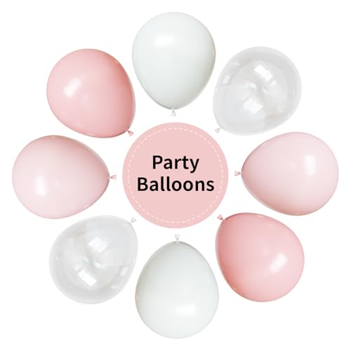 Image of Pink and White Balloons, Pink Balloons Set, 67pcs 12 Inch Light Pink and White Balloon for Wedding, Bridal Shower, Baby Shower, Birthday, Valentines Party Decorations