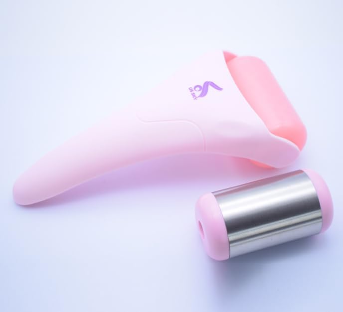Miniatura 6 de Rodillo de mensaje facial con cabezal de acero extra (rosa), rodillo de hielo para cara, cara y cuerpo masajeadortóner para cara, herramientas de