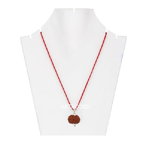 ASTRODIDI 8 Mukhi Rudraksha Original Certified Java Eight Face Small Size Silver Coated Pendant with Lab Report | Astrological Benefits | Unisex Design for Men & Women