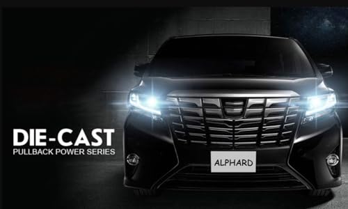 Image of PINQUE Kids New Car 1:32 Alphard Diecast Alloy Metal Pull Back Car with Openable Doors Music Sound and Light Vehicle Toy Car for Boys (Black)