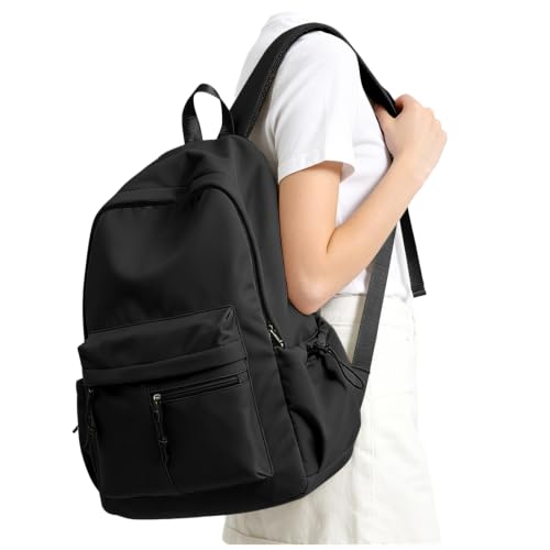 Image of HYC00 School Backpack Secondary Girls Boys Water Resistant Womens Rucksack Backpack Casual Travel Daypacks, School Bags for Teenage Girls College Laptop Backpacks Work Students Back Pack, O1-Black