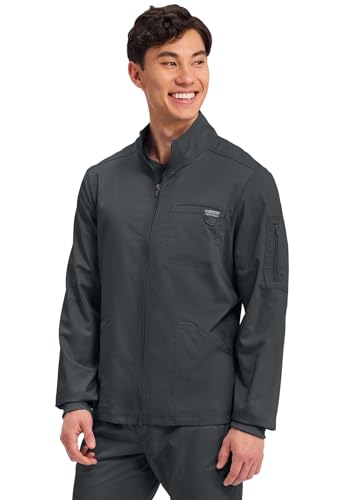 image for Cherokee Scrub Jacket Men's Zip Front Jacket with 5 Pockets, Bungee Lo