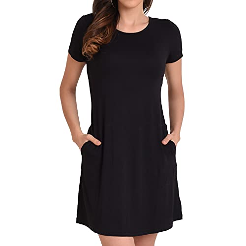 Image of Miss Lavish London Women's Relaxed Fit T Shirt Dress with Pockets Short Sleeve Summer Vacation Dresses