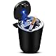 Kytpyi aschenbecher auto, auto aschenbecher mit deckel, Edelstahl-Aschenbecher mit LED-Licht, leicht zu reinigender, abnehmbarer Auto-Aschenbecher, Aschenbecher für Auto, Wohnzimmer, Büro (Schwarz)