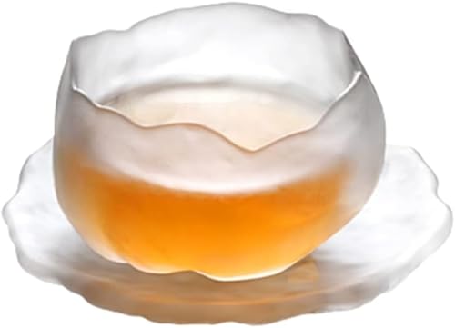 Image of KPNG Glass Tea Cup with Saucers, Coffee Cups for Home use, Household Items, Japanese mini Personal Small Tea Cup, Thickened Glass Cup Set Master (White, Pack of-2)