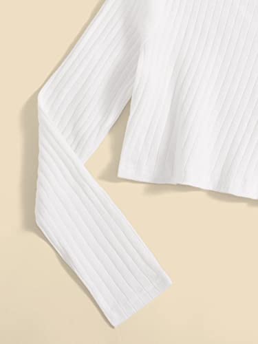 Milumia Girl's 2 Piece Casual Rib Knit Mock Neck Tee Long Sleeve T Shirts Crop Tops4