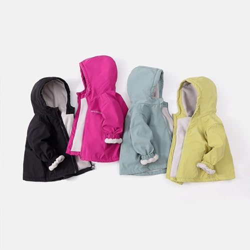 Kids Windbreaker Jacket Boys Girls Thick Fleece Zip Up Hooded Dust Coat Fall Winter Warm Soft Proof Outerwear2
