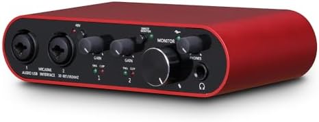 BOMGE Interfaz de audio USB SOLO con alimentación fantasma XLR/48V, 32 bits/192 kHz de alta fidelidad, para interfaz de mezclador de audio de estudio para guitarrista, vocalista, podcaster, productor