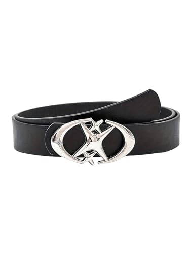 COZYEASE Men's Star Metal Buckle Belt Y2k Leather Waist Belt Fashion Punk Belt for Jeans