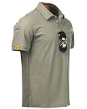 [YKS JOOB] ポロシャツ メンズ 半袖 タクティカルポロシャツ 通気性 アウトドア スリーブ 襟付きシャツ 無地 POLO tシャツ 夏 ゴルフ 釣り 作業着 ベージュ グレー L