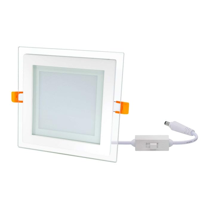 G.W.S® 12W Crystal Glass Edge Square LED Recessed Flat Panel Downlight Ceiling Light 3CCT (3000K+4000K+6000K), LED Driver Included