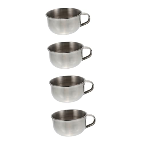 Healeved 4 Pcs Men's Shaving Bowl Shaving Bowl Handle Shave Mug Stainless Steel Family Barber Shop