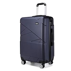 Kono Valise Cabine 55cm, Bagage de Voyage à Main Rigide en ABS Valise Trolley Ultra Léger avec 4 roulettes (Marine)