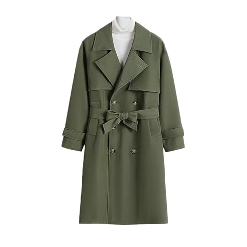Trench Long Homme Printemps Tendance British Manteau Plié Double Rangée Coupe Ajustée EN8