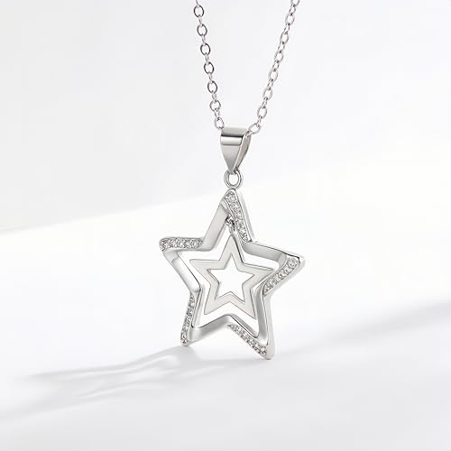 Necklace for Women Silver Star Necklaces,Butterfly,Circle,Onyx Necklaces And Rings,Hypoallergenic Necklaces Jewelry Birthday Christmas Gift for Women3