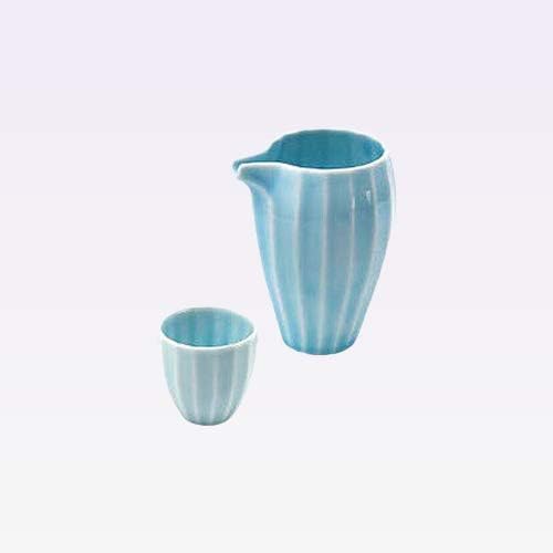 Tokyo Matcha Selection - Iced Sake Server Set - HIBIKI - 1 Sake Server - 1 ochoko Small Sake Cup - Mino Ware [Standard Ship by SAL: NO Tracking Number & Insurance]