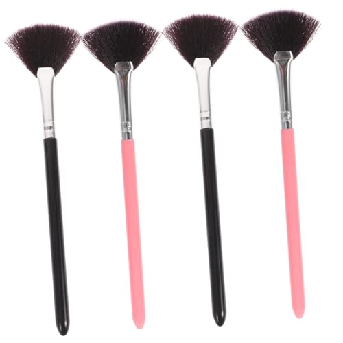 MERRYHAPY Long Handle Fan Shape Blush Brush Professional Makeup Brush Set 4pcs Makeup Fan Shaped Brush Cosmetics Brush