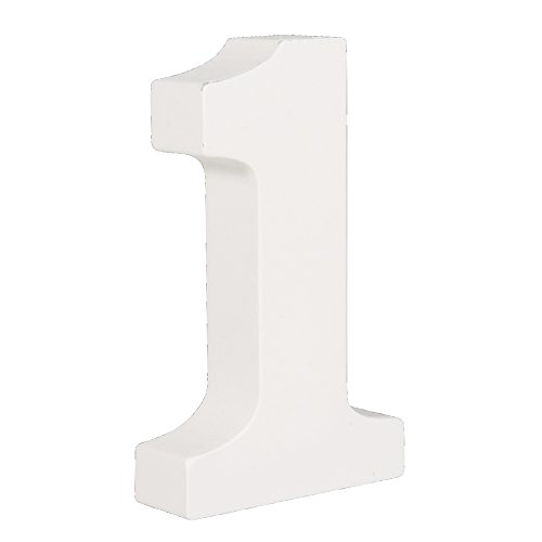Rayher Chiffre « 1 », blanc, 1 pce., bois MDF, H. 11cm, épaisseur 2cm, mat, arts créatifs, décoration, anniversaire-62701000