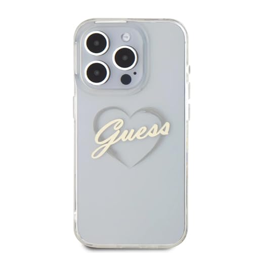 CG Mobile Guess GUHCP16LHCHGSPT Coque Rigide Transparente pour iPhone 16 Pro 6,3" Motif cœur