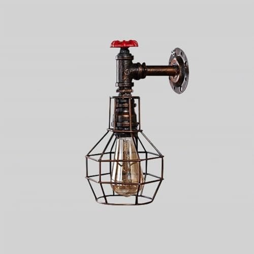 Genérico Aplique de pared antiguo con forma de jaula de alambre y tuberías de agua, de hierro y metal, for pasillo y sala de estar.(Bronze)