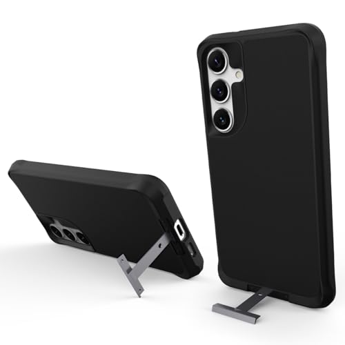 Miimall Magnetic for Samsung Galaxy S24 Case with Kickstand, S24 Case for MagSafe, [Mil-Grade Drop Protection] [Invisible Metal Stand] Rugged Shockproof Heavy Duty Cover Case for Galaxy S24, Black