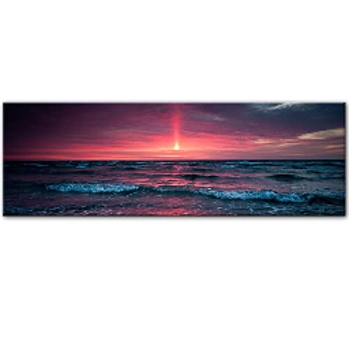 Peinture coucher de soleil ocean pour une deco zen de chambre a coucher parentale