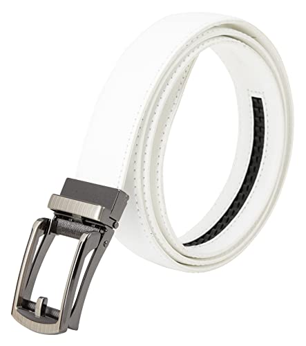 Candor And Class Women's Leather Ratchet Belt, Trim To Fit 18"- 44" Waist, No Holes, Packed In A Gift Box (W726X White, 30Mm Wide) #TOP4