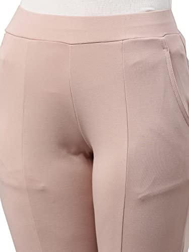 Image of GO COLORS Viscose Stretch Blend Ponte Pants Full Length for Women| Breathable, Mid Rise