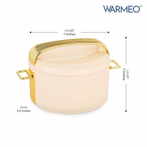 Image of WARMEO Majestic Inner Stainless Steel Casserole 2100ml Ivory | PU Insulated | BPA Free | Food Grade | Easy to Carry | Easy to Store | Chapati | Roti | Curd Maker