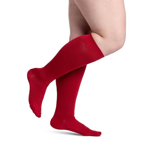 Image of Sigvaris Women's Style Microfiber Patterns 830 Closed Toe Calf-High Socks 20-30mmHg