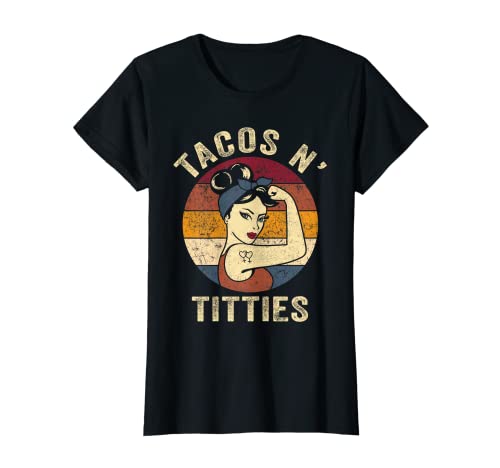 Mujer Tacos and Titties Funny LGBT Gay Pride Gifts LGBTQ Lesbiana Camiseta
