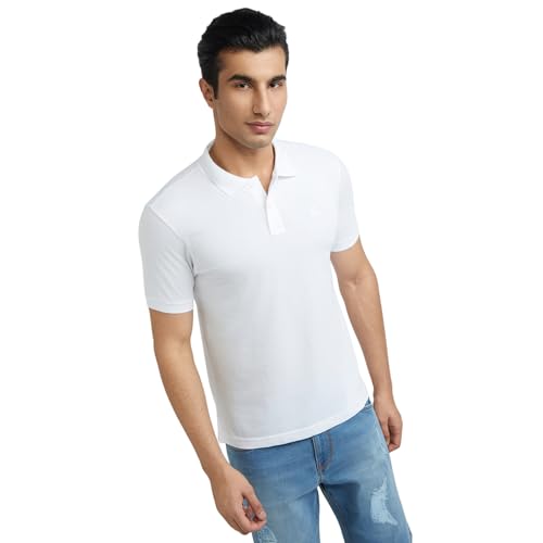 Image of Parx Men Regular Fit Solid Pattern Cotton Polyester Blend Half Sleeve Polo Neck Casual T-Shirt